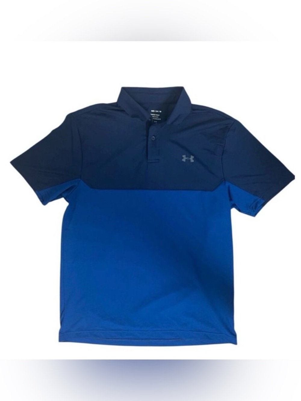 Under Armour Performance Polo Blue Colorblock HeatGear Men M Golf